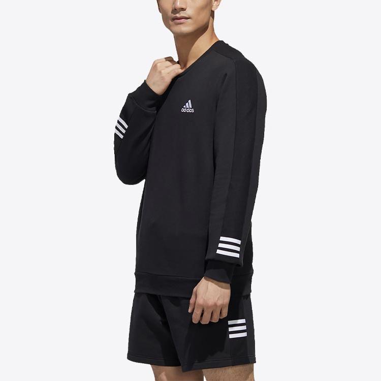 Adidas Logo Print Casual Pullover Crew Neck Sweatshirt Men Tops Black GD5467