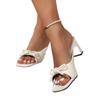 High-heeled slippers women's new summer outer wear square head thick heel one-word drag temperament bow cool slippers
