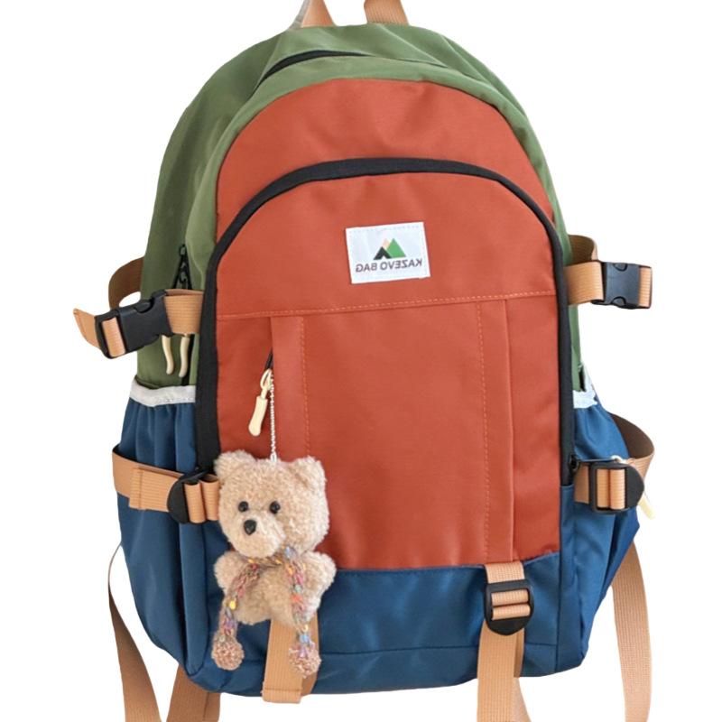 Schoolbag Japanese simple contrasting color casual backpack junior high school lightweight student schoolbag college wind sweet large capacity