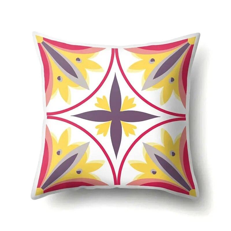 45x45cm Geometric Floral Print Pillowcase Office Chair Living Room Sofa Cushion Cover Bedroom Room Home Decoration