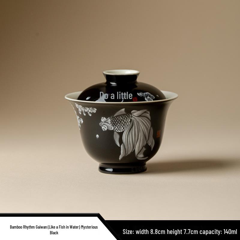 Dehua Ore Color Glaze White Fish Ceramic Gaiwan Tea Set - Thin Porcelain Kung Fu Tea Brewing Bowl