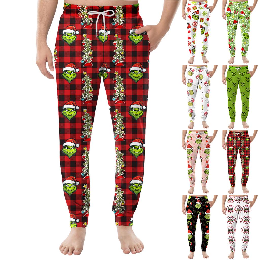 Men's Drawstring Pocket Cuffed Casual Pants Home Sleep Pants