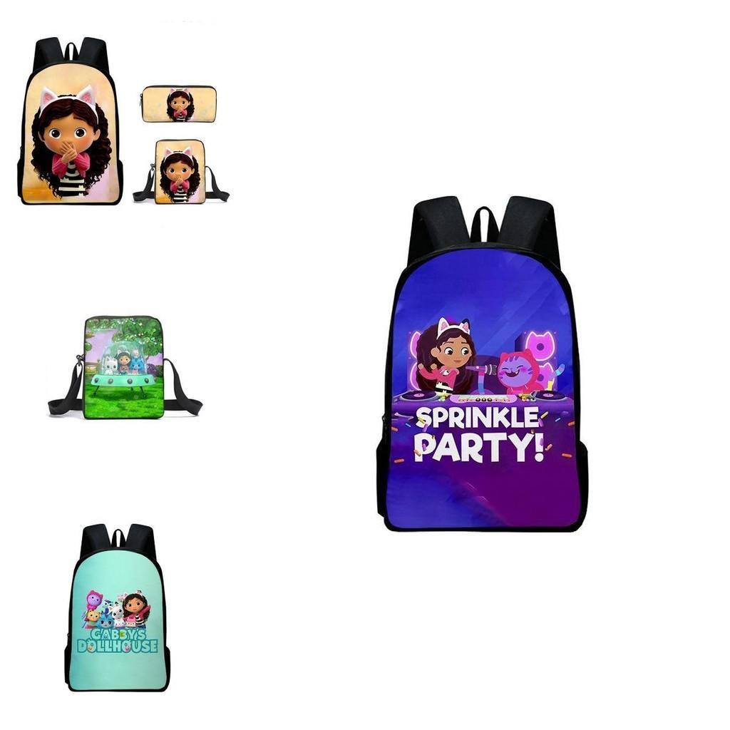 Gabby's Dollhouse Backpack Featuring Stylish Cartoon Design And Adjustable Shoulder Straps For Students