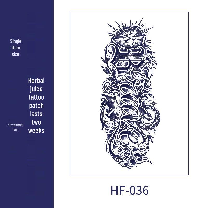 Waterproof Long-lasting European-American Herbal Arm Tattoo Sticker for Men