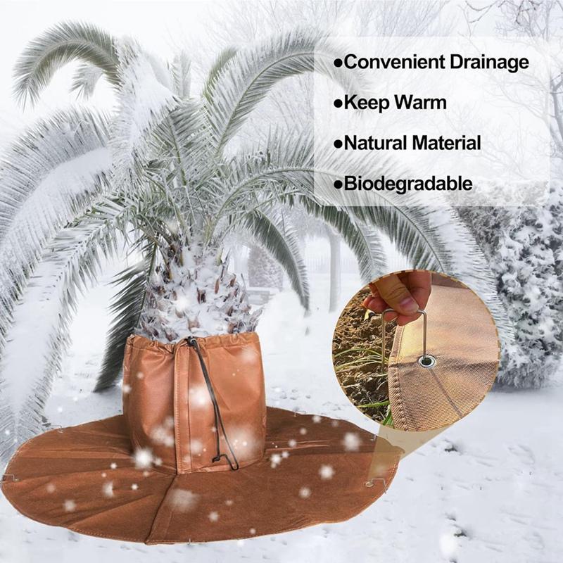 A023-2 Pack Winter Protection For Palm Trees Root - Palm Root Protection Bag, Thermal Plant Cover Protector With Drawstring