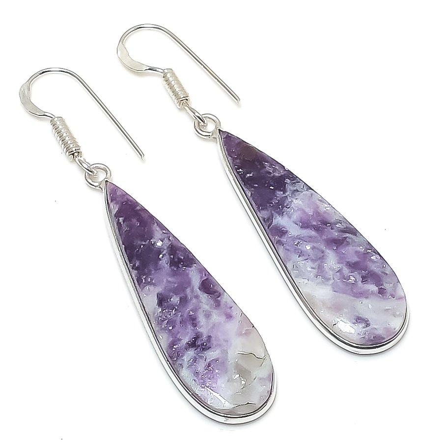 

Серьги из стерлингового серебра 925 пробы с натуральным лепидолитом 2,17 дюйма y4w21