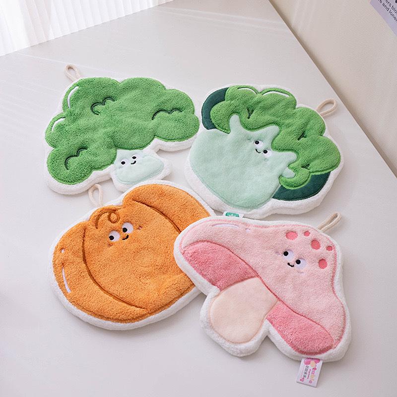 Hand Towel Cartoon Wipe Handkerchief Rag Vegetable Shape Towels For Wiping Hands Thickening Absorbent With Hanging Loop
