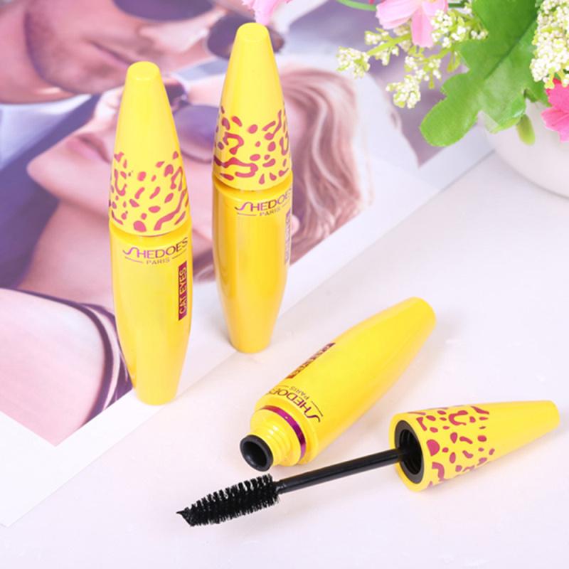Mascara per il trucco degli occhi, tubo giallo, spesso, arricciante,  impermeabile, a lunga durata, nero, concentrato, mascara per occhi,  cosmetici,