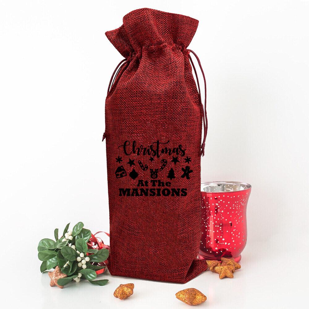 Noel ekibi baskısı Şişe çantası şarap çantaları Minimalist içki kılıfı yeni yıl masa dekorasyon paketi Şarap severlerin noel hediyeleri