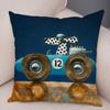 Decor pentru casă Husă de pernă cu desene animate colorate care conduce autobuzul câinelui drăguț animale de companie dalmați fată de pernă canapea decorare mașină acasă