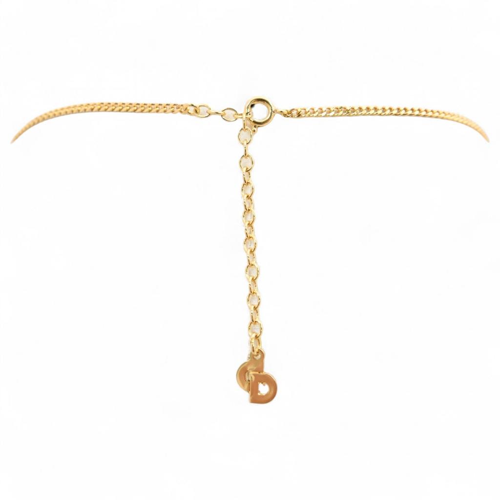 Auth DIOR Necklace Round Logo Gold Di6506bf