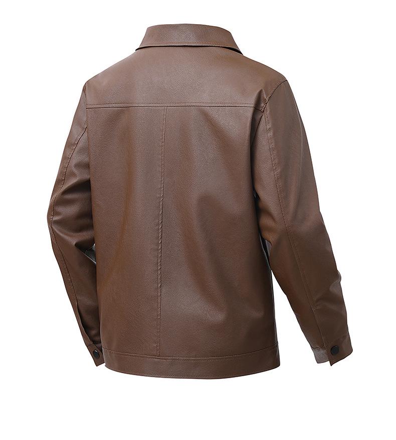 2025 Autumn Retro PU Leather Motorcycle Jacket: Trendy, Loose-Fit Men's Outerwear