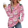 Women's Fashion Casual V-neck Pleated Christmas Long Sleeve Top
