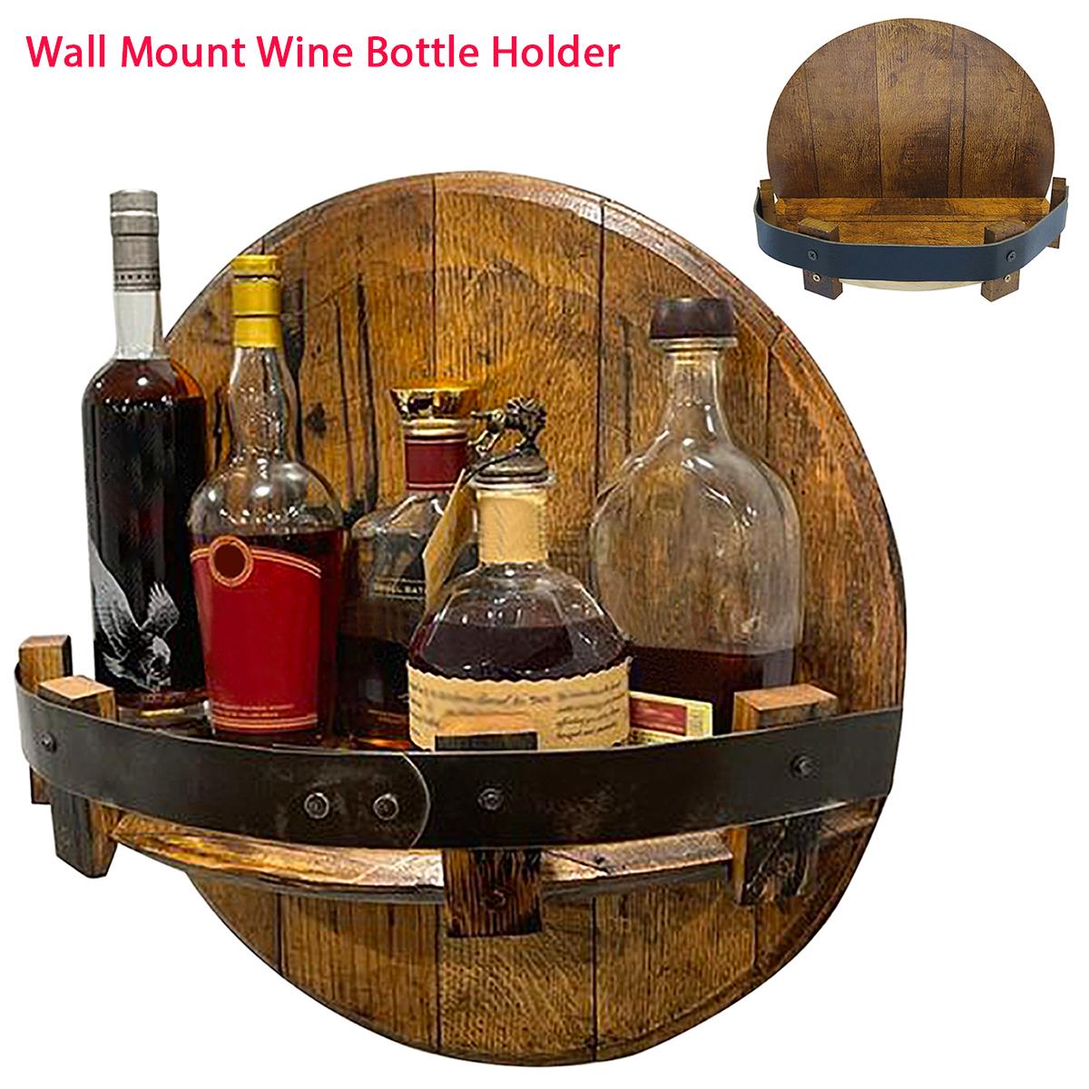 Wooden Wall Mount Wine Bottle Holder Whiskey Bottle Rack Vintage Wall Shelves Wood Display Stand Shelf Home Bar Accessories
