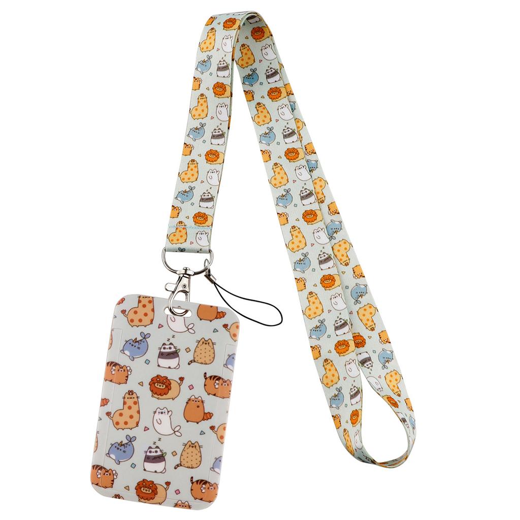 Cartoon Cute Cat Mobile Phone Lanyard Card Holder Bus Card Student Card Work ID Hard Shell Multifunctional Protective Cover