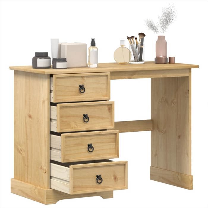 VidaXL Coiffeuse Corona 104x47x75 cm bois de pin massif, table de maquillage, table cosmétique, coiffeuse avec tiroirs, 4005684