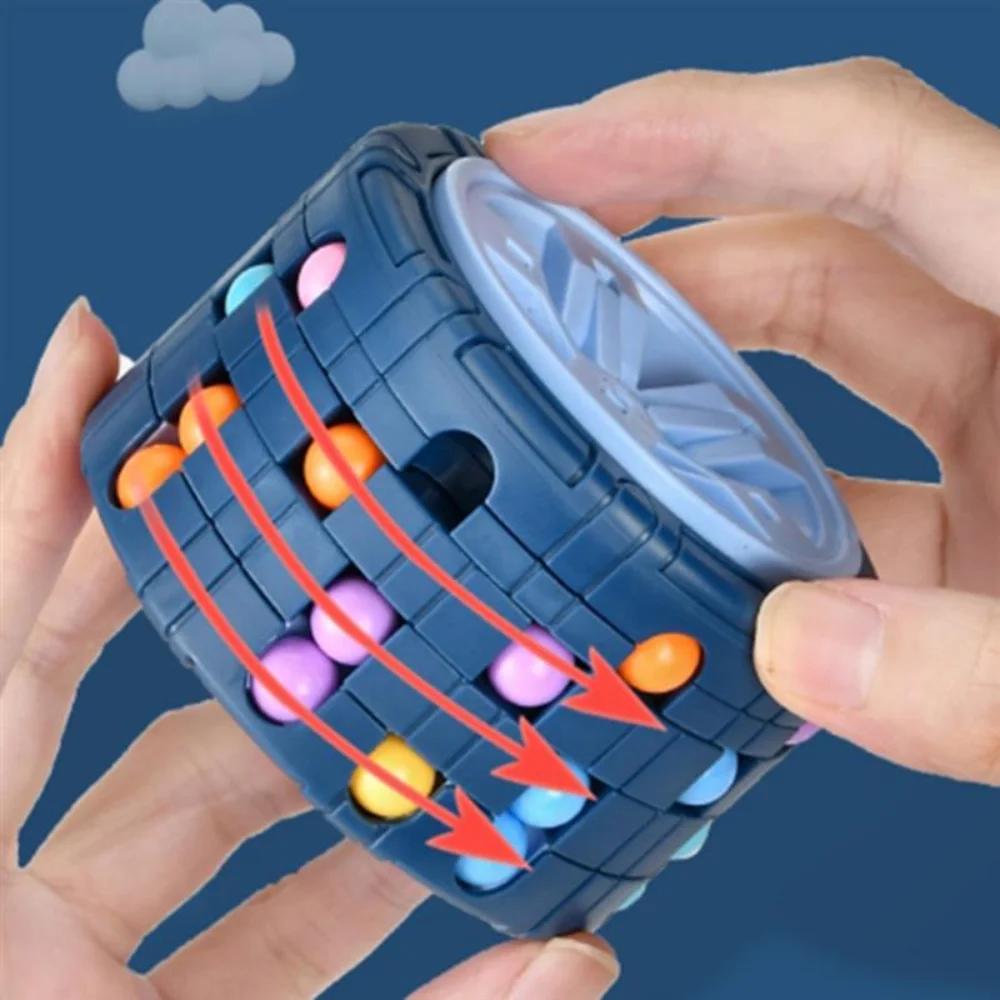 3D Cylinder Cube Toy Magic Bean Rotate Slide Games for Kids Adults Stress Relief Spin Puzzles Children Education Intelligence
