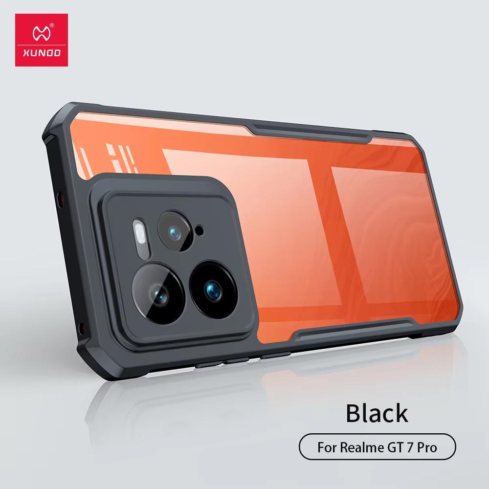 Для Realme GT 7T 7 Pro Чехол XUNDD Ударопрочный бампер Защитные чехлы Не желтеющий Прозрачный чехол для телефона Роскошный чехол For Realme GT 7 Pro чёрный