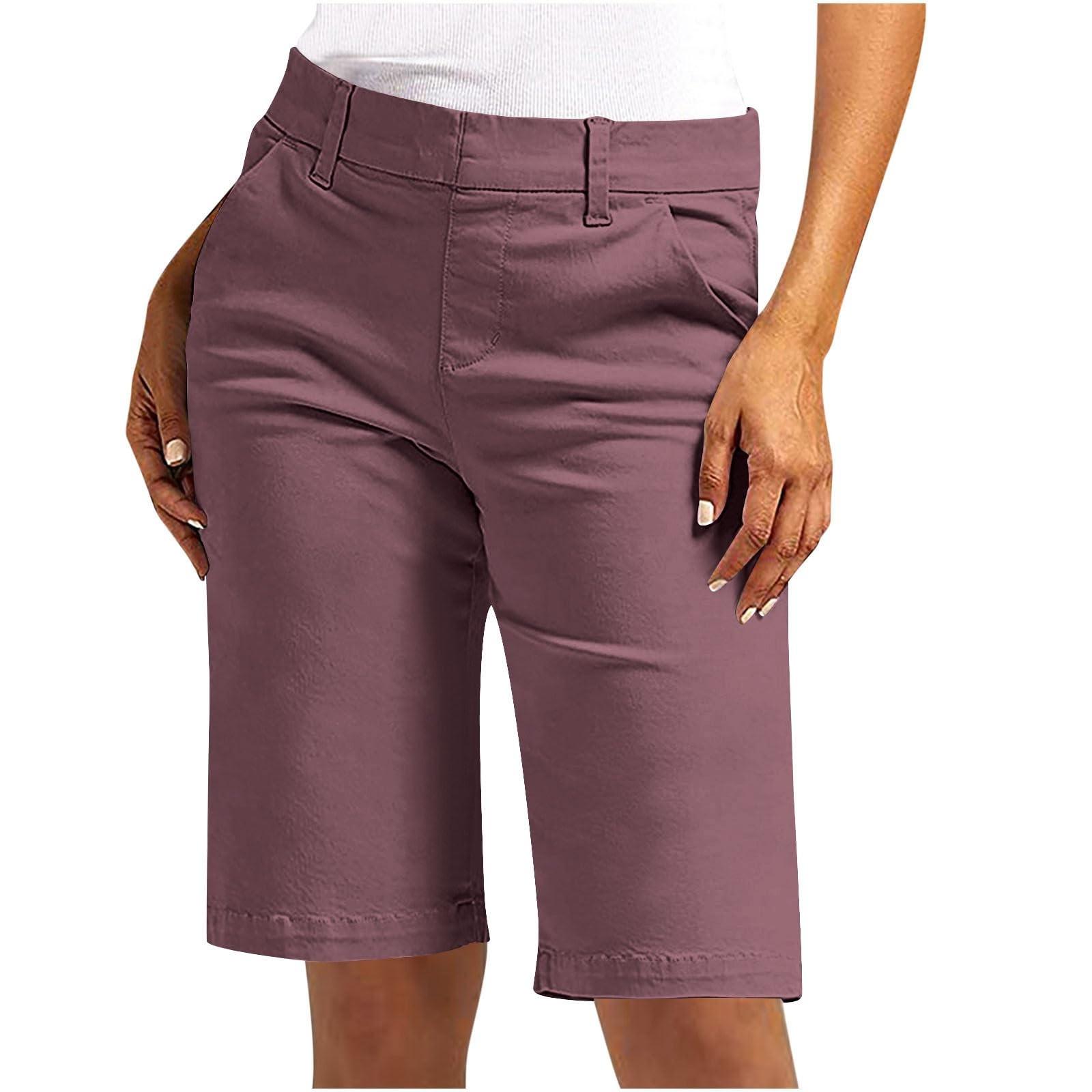 

Shorts For Women Trendy 2025 Casual Summer High Waisted Chino Shorts Straight Leg Hiking Vacation Outfits S рожевий