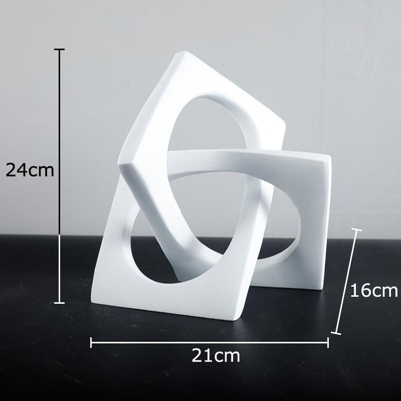 Abstract Geometric Distortion Ornaments Crafts Desk Decoration Golden Square Collar Artwork Statue Room Aesthetics Decor