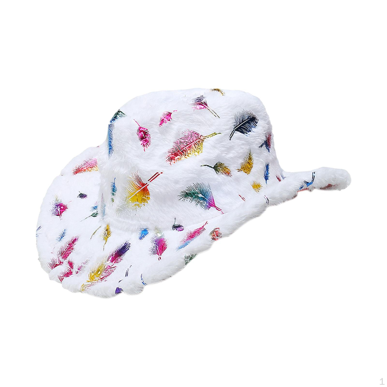 

Christmas Cowboy Hat Chic Jazz for Carnival Festival Dress up Decorations White Feather