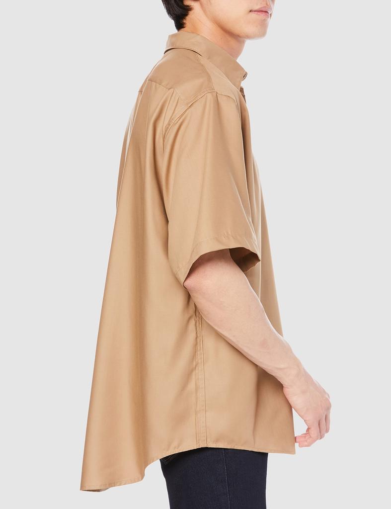 Lee Official Short Sleeve Size Men's Button-Down Shirt, Beige, M, LS1361-145