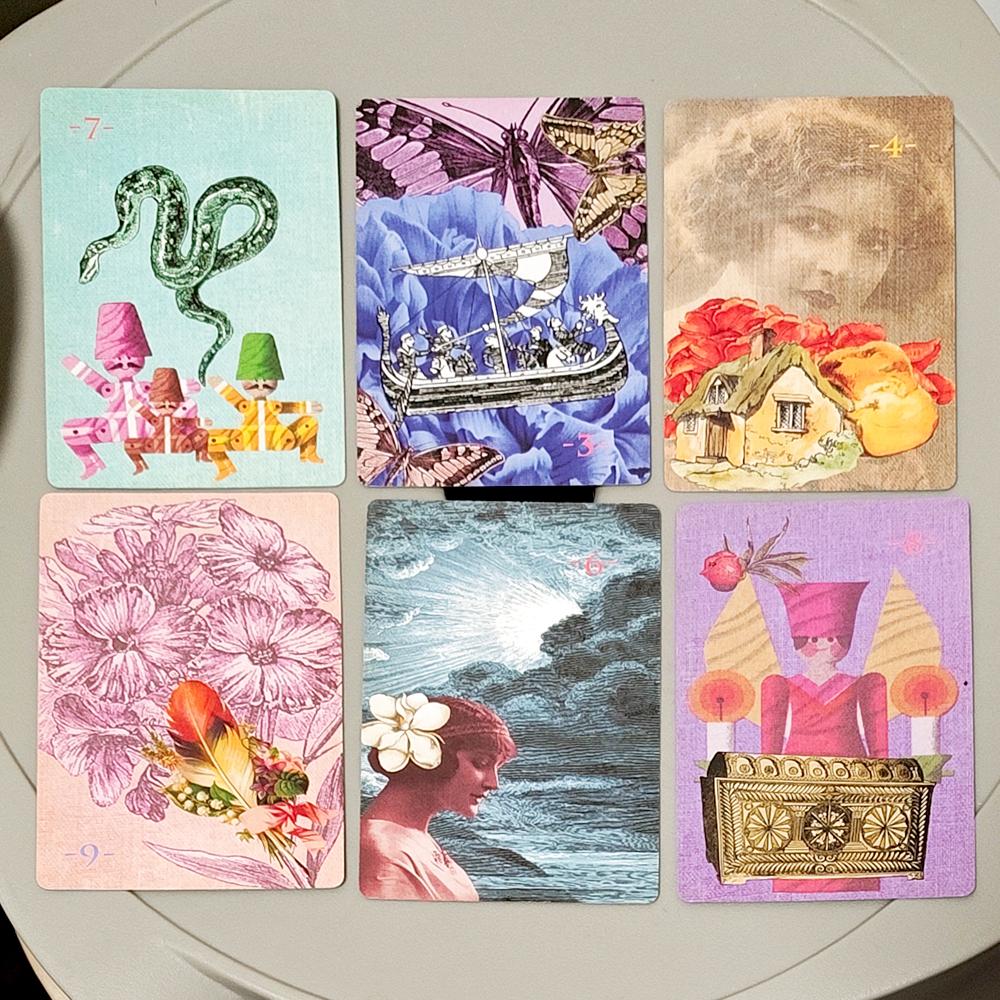 Alice im Wunderland Vintage Petit Lenormand Deck 36 Karten - Viktorianische Collage Divination Doppelt geprägter Karton 9*6cm