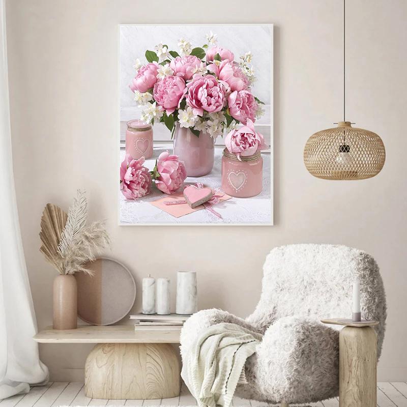 RUOPOTY DIY Frame Picture By Numbers Tower Wall Art On Canvas Acrylic Unique Gift Painting By Numbers Flower For Living Room