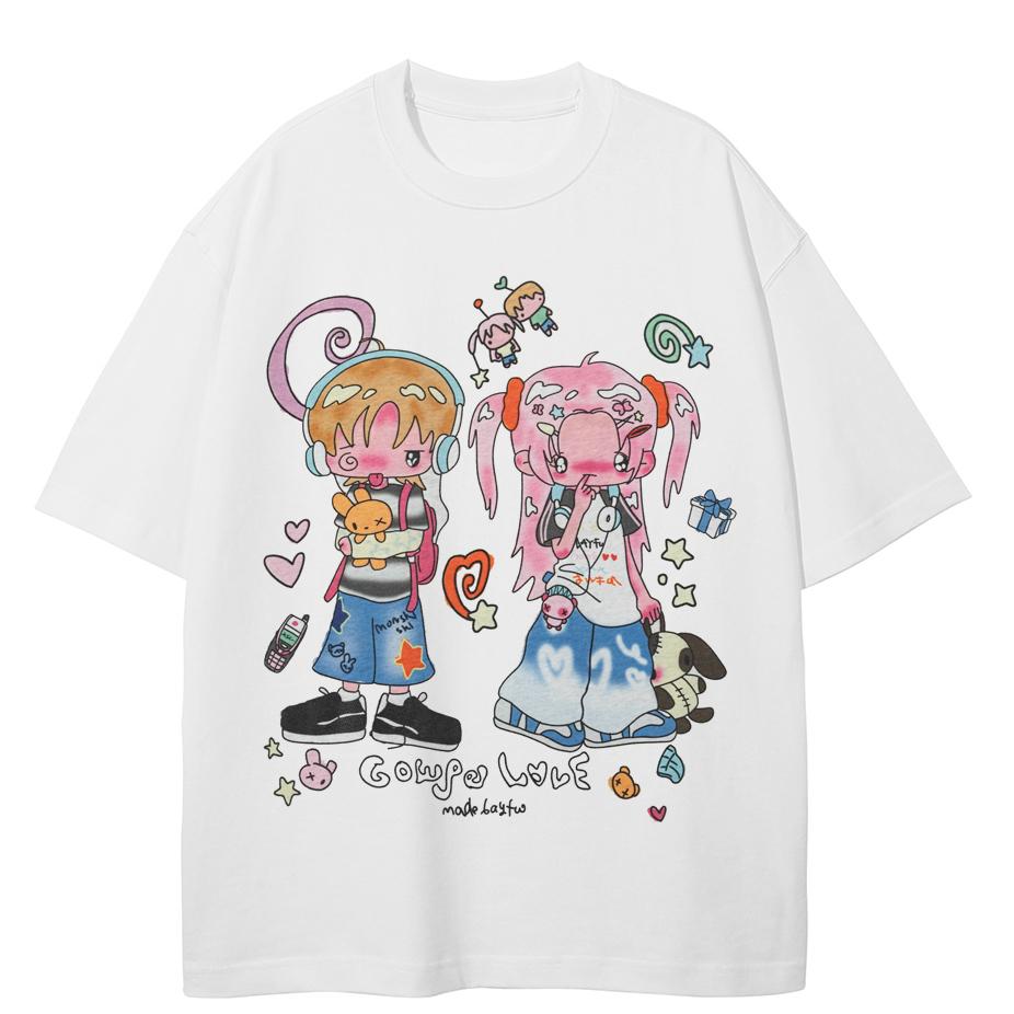 

Streetwear Funny Anime Graphic T-Shirt Cotton Tshirt Unisex Tops Tees Short Sleeves T Shirt 3XL білий