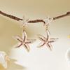 Exaggerated Starfish Stud Earrings Bohemian Shell Drop Earrings Rhinestone Dangle Earrings  Women