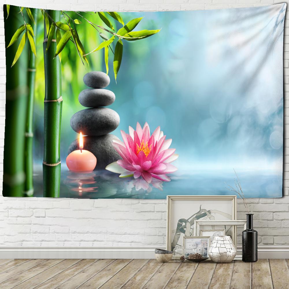 

Бамбуковый лотос гобелен настенный природный пейзаж богемный хиппи колдовство искусство дорожный матрас домашний декор 95x70cm