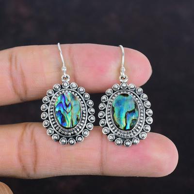 Abalone Shell Earring Gemstone Jewelry Vintage Earring 925 Sterling Silver Earring Handmade Earrings Awesome Silver Jewelry Engagement Gifts