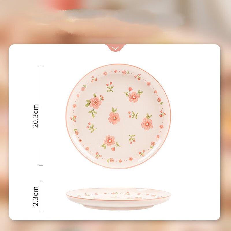 ZISIZ Ten Miles of Peach Blossoms Ceramic Steak Plates