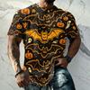 Men's Short Sleeve T-Shirt with Halloween Print Retro Texture Loose Fit Summer Streetwear Casual Top