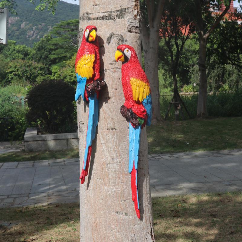 Golden Macaw Pendant Garden Sculpture - Resin Bird Home Décor