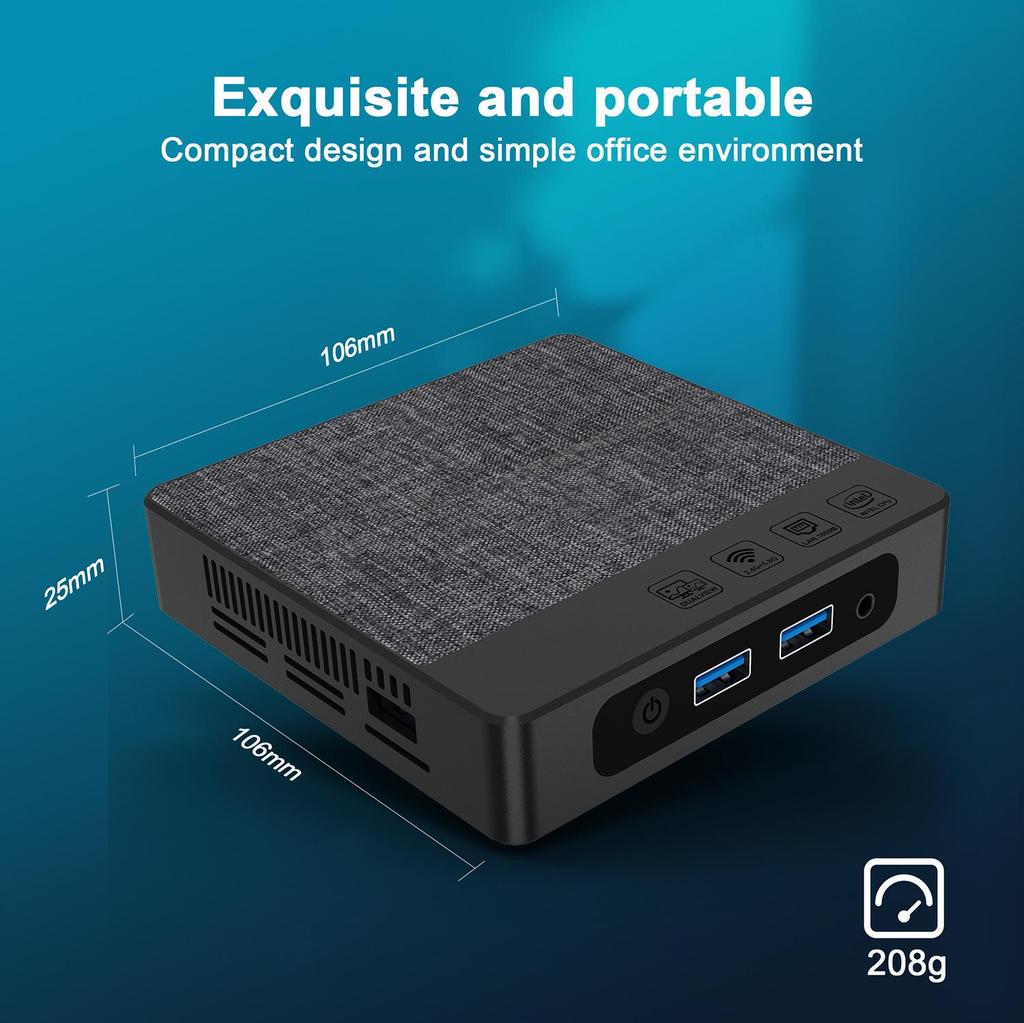Mini PC, Mini stolní počítač s Windows 11, s procesorem Intel Gemini Lake N4000, 6G LPDDR4 64G EMMC, Podpora dvou monitorů, pro podnikání, domácí kancelář, rodinu