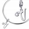 Charms Letter V Pendant Pr 925 Bead Zirconia Hanging Letter