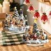 Festlicher Desktop-Schmuck für den Winter Weihnachten Acryl-Ornament, 2D Flaches verschneites Häuschen mit Sockel, Saisonal Detaillierter Druck Nikolaus Schneemann Tisch