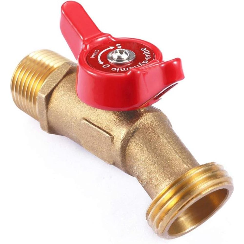 European American Brass Ball Valve Quarter Turn Water Tank Spigot Rain Barrel with Bulkhead Fitting 1/2in 3/4in Male Thread