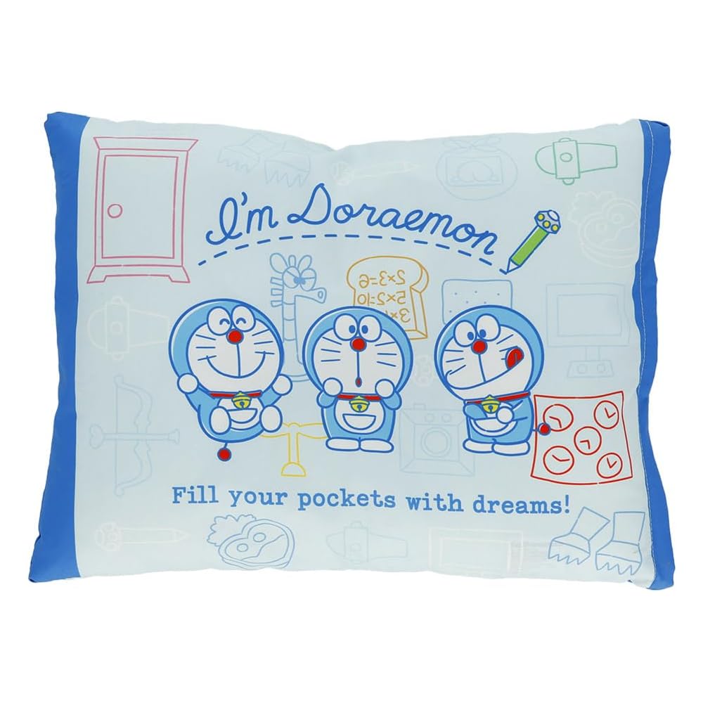 Marushin Junior Pillow "I'm Doraemon" Doraemon Exciting Tool Kids' Pillow for Children, School Entrance Goods, School Entrance Preparation, Preschool,