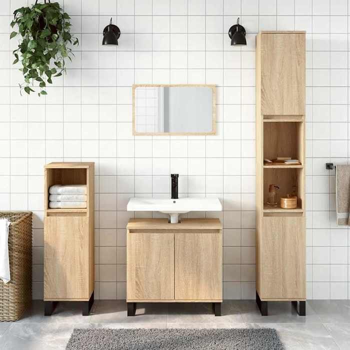 VidaXL Bathroom Cabinet Sonoma Oak 58x33x60 Cm Engineered Wood 831591