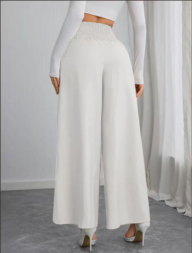 2025 High-Waisted Slimming Chain Ruched Wide-Leg Pants for Spring and Autumn