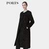 PORTS Women's Black Long Sleeve Wool Blend Coat