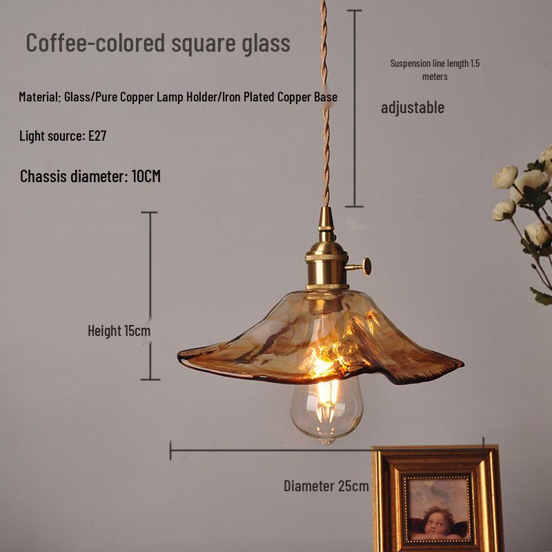 Nordic Retro Brass Glass Pendant Light - Ideal for Bar, Restaurant, Bedside, or Cafe.