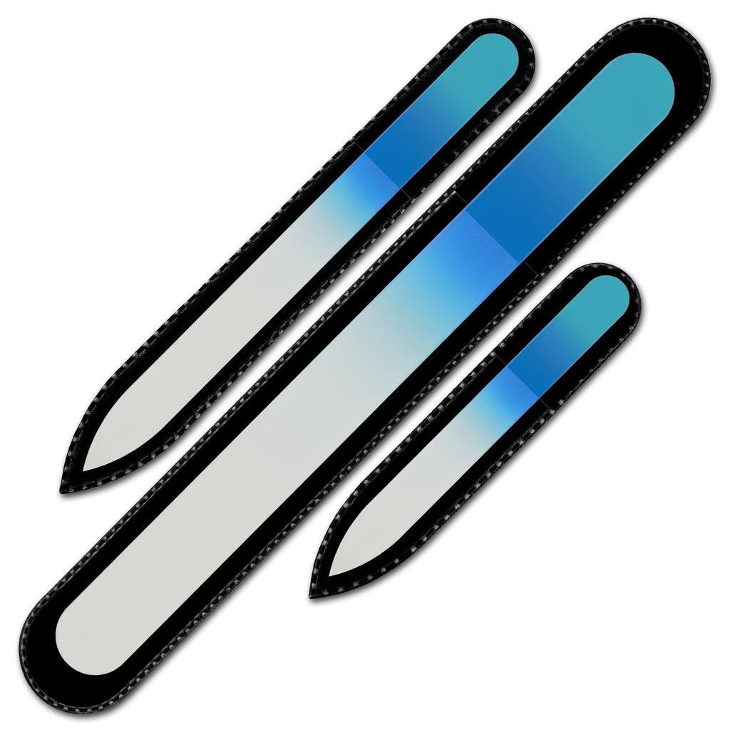 Set of 3 Rainbow Crystal Nail Files, Hand Made of Czech Tempered Glass R-BMS