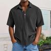 Men's Casual Short-Sleeve Shirt - Collared Button-Down Solid Color, Breathable & Versatile Stylish Top