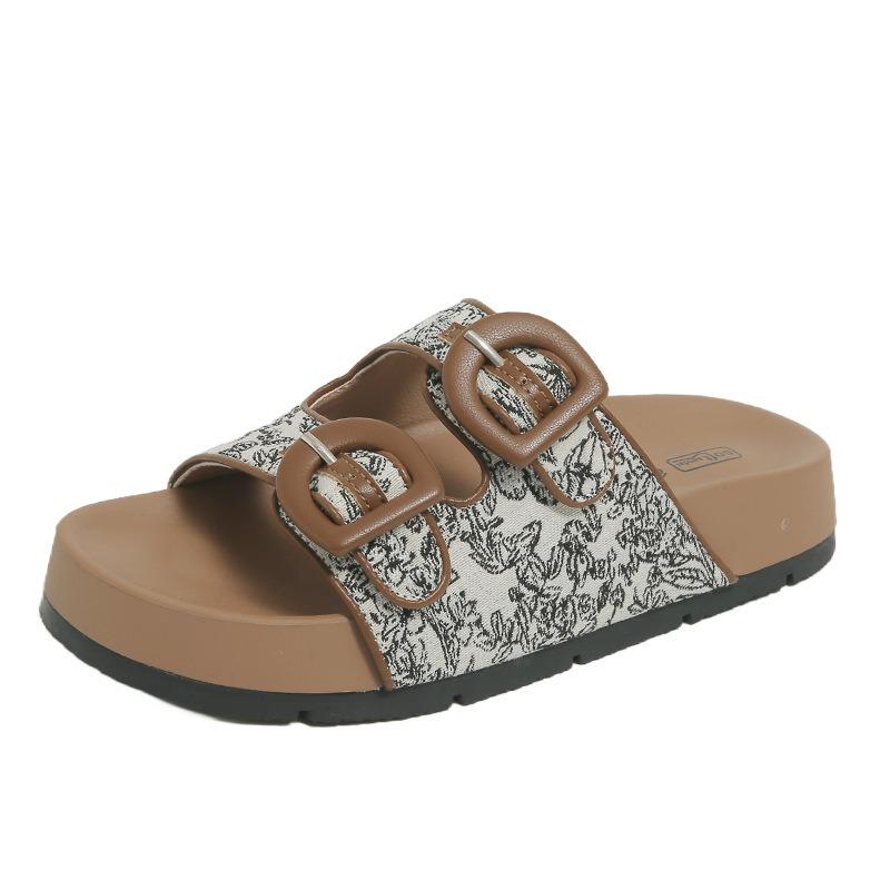 New Thick-soled Women's Shoes One-shoulder Soft-soled Beach Sandals