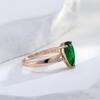 Water Drop Green Natural Zircon Ring For Women Fashion  Rose Gold Color Bride Wedding Accessories Daily Jewelry