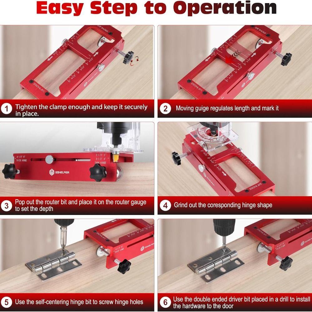 

Square/Radius Corners Door Hinge Jig Adjustable Multi-Function Door Mortise Jig Universal Hinge Router Template Carpentry ABS
