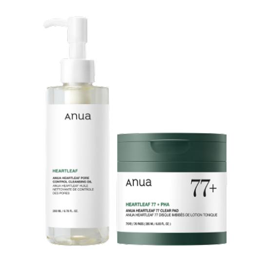

ANUA Blackhead Care Set (Heartleaf Pore Control Cleansing Oil 200ml + Heartleaf 77 Clear Pads 70 Pads)